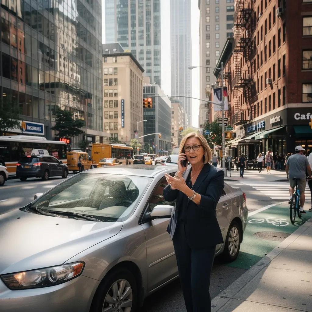Polisa ubezpieczeniowa pojazdu przedstawiająca kierowcę z uśmiechem, zadowolonego z ochrony, jaką zapewnia.