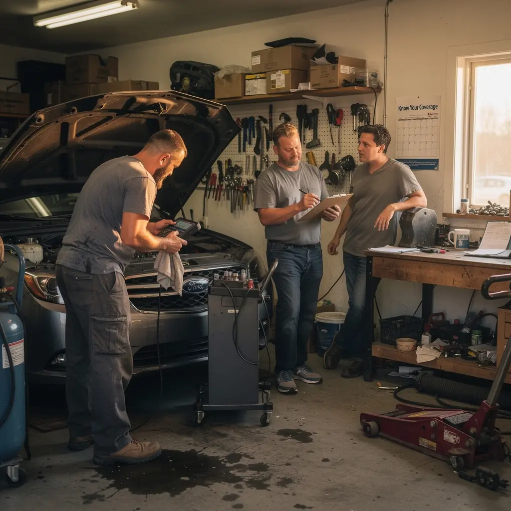 Polisa ubezpieczeniowa na pojazd z przedstawieniem kierowcy z uśmiechem, trzymającego dokumenty ubezpieczeniowe.