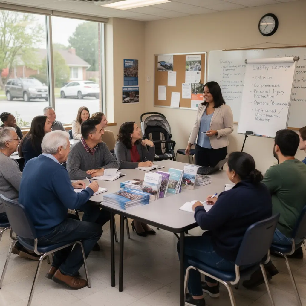 Kierowca sprawdzający warunki swojej polisy ubezpieczeniowej przed podróżą.