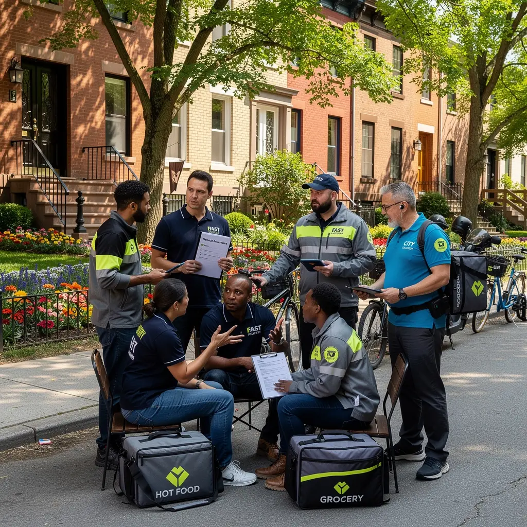 Pasażerowie w samochodzie, zadowoleni z zabezpieczenia ich ubezpieczeniem.